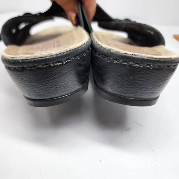 Fly Flot Womens Size 8  Leather Upper Anti-Shock Black Sandals - Picture 10 of 12